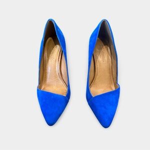 Madewell Mira stiletto heels in cobalt blue suede.
